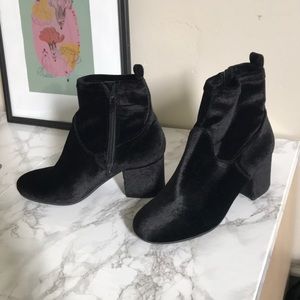 Black velvet booties